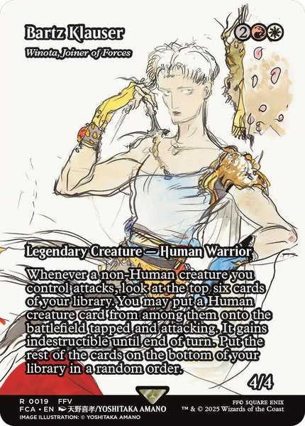 Bartz Klauser - Winota, Joiner of Forces (Showcase) trading card from FINAL FANTASY: Through the Ages Bartz Klauser - Winota, Joiner of Forces (Showcase) - FINAL FANTASY: Through the Ages Magic: The Gathering trading card