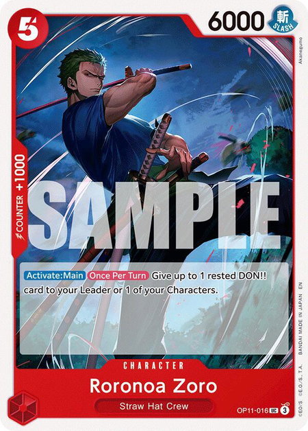 Roronoa Zoro - A Fist of Divine Speed One Piece trading card