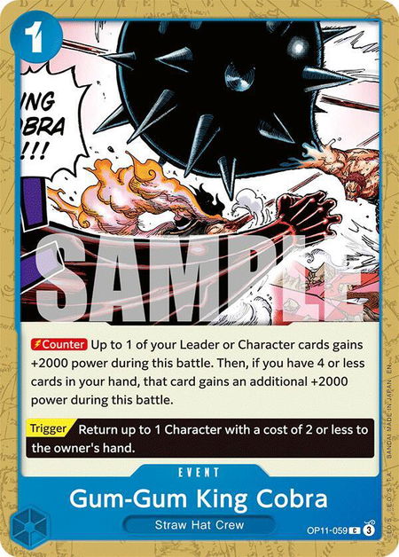 Gum-Gum King Cobra - A Fist of Divine Speed One Piece trading card