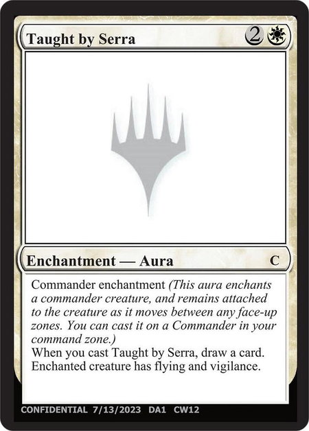 Taught by Serra - Un-Known Event Playtest Cards Magic: The Gathering trading card