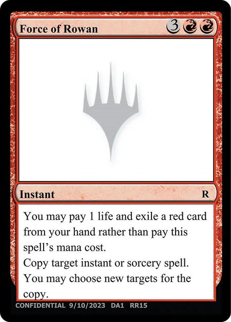 Force of Rowan - Un-Known Event Playtest Cards Magic: The Gathering trading card