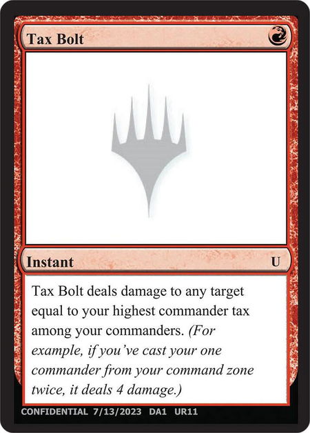 Tax Bolt - Un-Known Event Playtest Cards Magic: The Gathering trading card