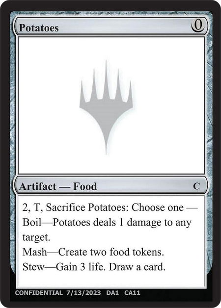 Potatoes - Un-Known Event Playtest Cards Magic: The Gathering trading card