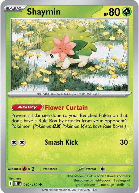 Shaymin - 010/182 trading card from SV10: Destined Rivals Shaymin - 010/182 - SV10: Destined Rivals Pokémon trading card