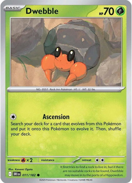 Dwebble trading card from SV10: Destined Rivals Dwebble - SV10: Destined Rivals Pokémon trading card