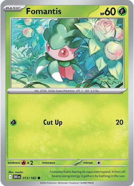 Fomantis trading card from SV10: Destined Rivals Fomantis - SV10: Destined Rivals Pokémon trading card