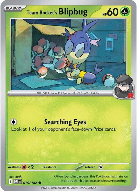 Team Rocket's Blipbug trading card from SV10: Destined Rivals Team Rocket's Blipbug - SV10: Destined Rivals Pokémon trading card