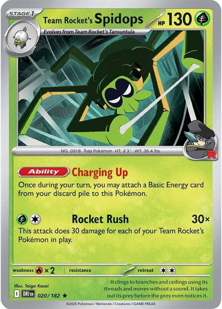 Team Rocket's Spidops - 020/182 trading card from SV10: Destined Rivals Team Rocket's Spidops - 020/182 - SV10: Destined Rivals Pokémon trading card