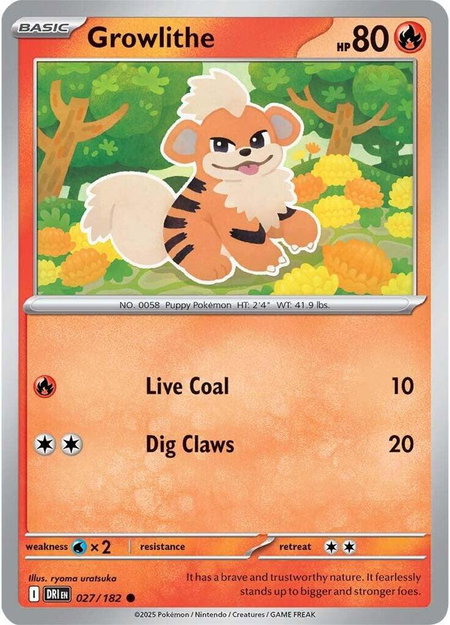 Growlithe trading card from SV10: Destined Rivals Growlithe - SV10: Destined Rivals Pokémon trading card
