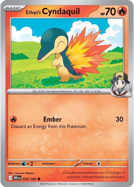 Ethan's Cyndaquil trading card from SV10: Destined Rivals Ethan's Cyndaquil - SV10: Destined Rivals Pokémon trading card