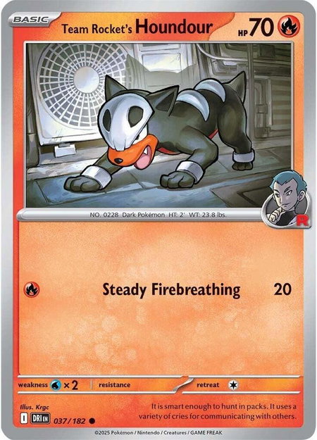 Team Rocket's Houndour trading card from SV10: Destined Rivals Team Rocket's Houndour - SV10: Destined Rivals Pokémon trading card