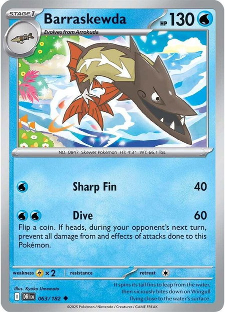 Barraskewda trading card from SV10: Destined Rivals Barraskewda - SV10: Destined Rivals Pokémon trading card