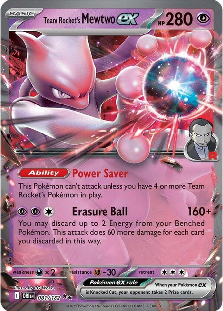 Team Rocket's Mewtwo ex - 081/182 trading card from SV10: Destined Rivals Team Rocket's Mewtwo ex - 081/182 - SV10: Destined Rivals Pokémon trading card