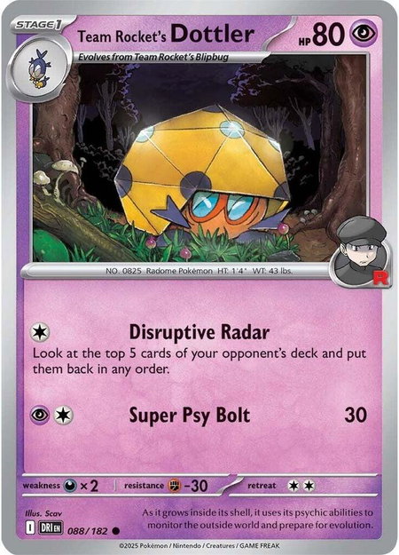 Team Rocket's Dottler trading card from SV10: Destined Rivals Team Rocket's Dottler - SV10: Destined Rivals Pokémon trading card