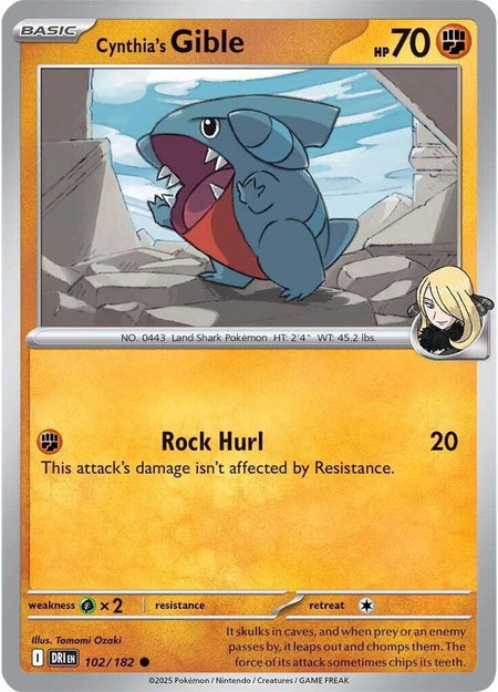 Cynthia's Gible - SV10: Destined Rivals Pokémon trading card