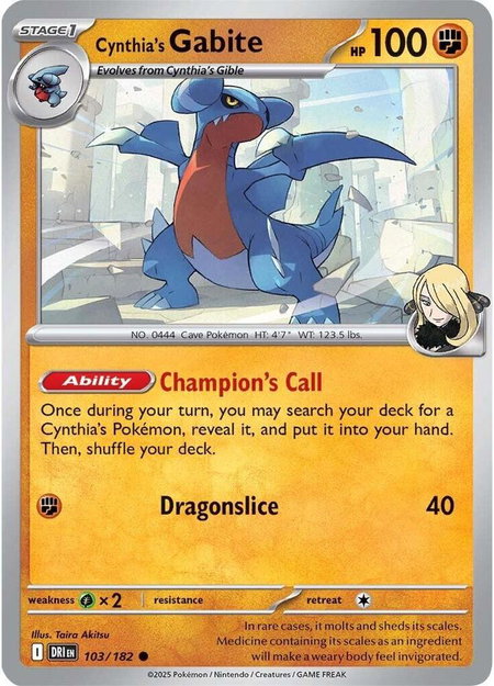 Cynthia's Gabite - SV10: Destined Rivals Pokémon trading card