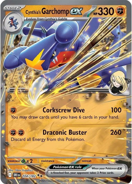 Cynthia's Garchomp ex - 104/182 - SV10: Destined Rivals Pokémon trading card