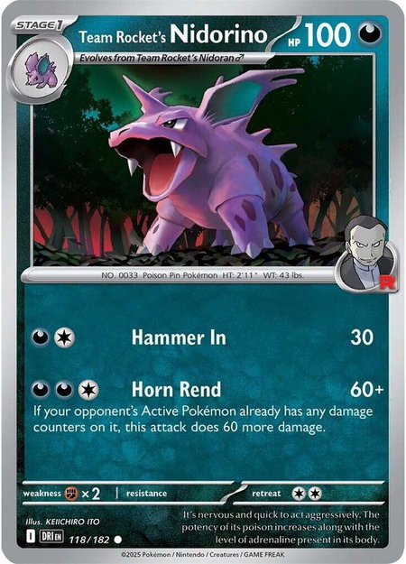 Team Rocket's Nidorino - SV10: Destined Rivals Pokémon trading card