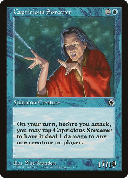 Capricious Sorcerer trading card from Portal Capricious Sorcerer - Portal Magic: The Gathering trading card