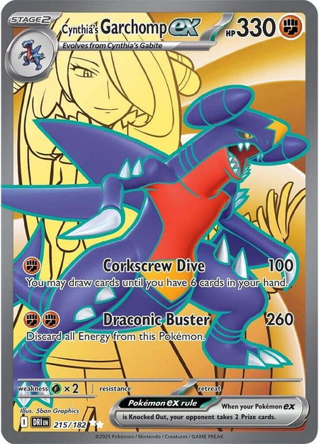 Cynthia's Garchomp ex - 215/182 - SV10: Destined Rivals Pokémon trading card