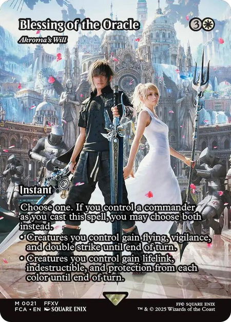 Blessing of the Oracle - Akroma's Will (Showcase) trading card from FINAL FANTASY: Through the Ages Blessing of the Oracle - Akroma's Will (Showcase) - FINAL FANTASY: Through the Ages Magic: The Gathering trading card