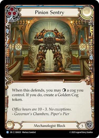 Pinion Sentry trading card from High Seas Pinion Sentry - High Seas Flesh and Blood trading card