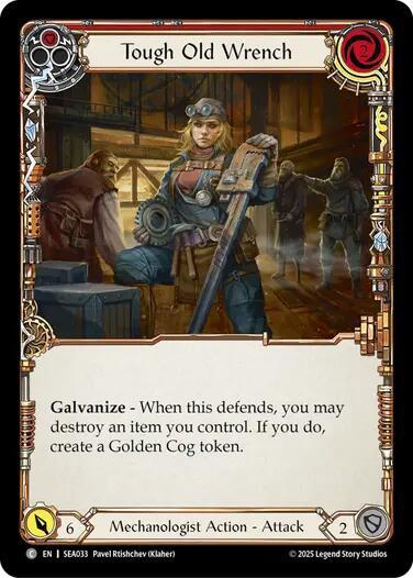 Tough Old Wrench (Red) trading card from High Seas Tough Old Wrench (Red) - High Seas Flesh and Blood trading card