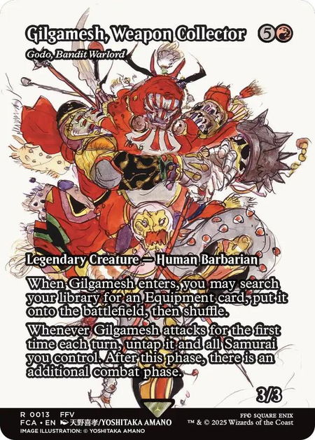 Gilgamesh, Weapon Collector - Godo, Bandit Warlord (Showcase) trading card from FINAL FANTASY: Through the Ages Gilgamesh, Weapon Collector - Godo, Bandit Warlord (Showcase) - FINAL FANTASY: Through the Ages Magic: The Gathering trading card
