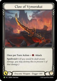 Claw of Vynserakai - GEM Pack 2 (GEM) #GEM034 - Promo Flesh and Blood Trading Card