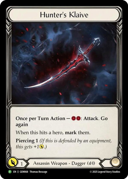 Hunter's Klaive - GEM Pack 2 Flesh and Blood trading card