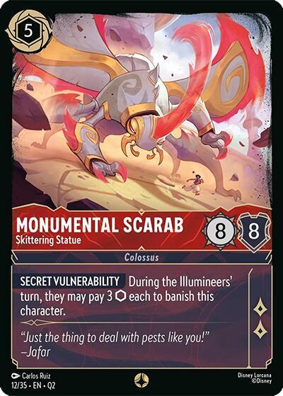 Monumental Scarab - Skittering Statue trading card from Illumineer's Quest: Palace Heist Monumental Scarab - Skittering Statue - Illumineer's Quest: Palace Heist Disney Lorcana trading card
