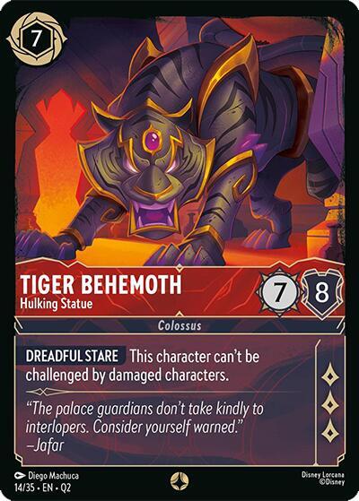 Tiger Behemoth - Hulking Statue trading card from Illumineer's Quest: Palace Heist Tiger Behemoth - Hulking Statue - Illumineer's Quest: Palace Heist Disney Lorcana trading card