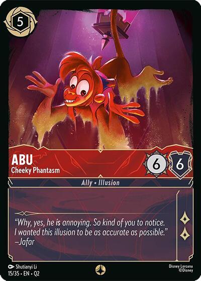 Abu - Cheeky Phantasm trading card from Illumineer's Quest: Palace Heist Abu - Cheeky Phantasm - Illumineer's Quest: Palace Heist Disney Lorcana trading card