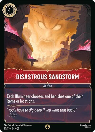 Disastrous Sandstorm trading card from Illumineer's Quest: Palace Heist Disastrous Sandstorm - Illumineer's Quest: Palace Heist Disney Lorcana trading card