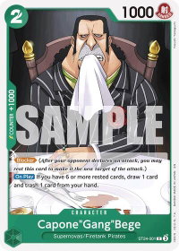 Capone"Gang"Bege - Starter Deck 24: GREEN Jewelry Bonney (ST-24) #ST24-001 - Common One Piece Trading Card