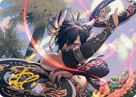 Dancer's Chakrams Art Card (Gold-Stamped Signature) - Art Series: FINAL FANTASY Magic: The Gathering trading card