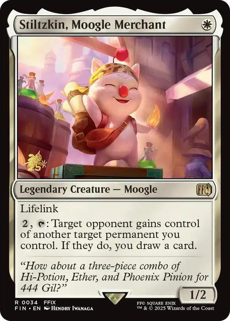 Stiltzkin, Moogle Merchant - Prerelease Cards Magic: The Gathering trading card
