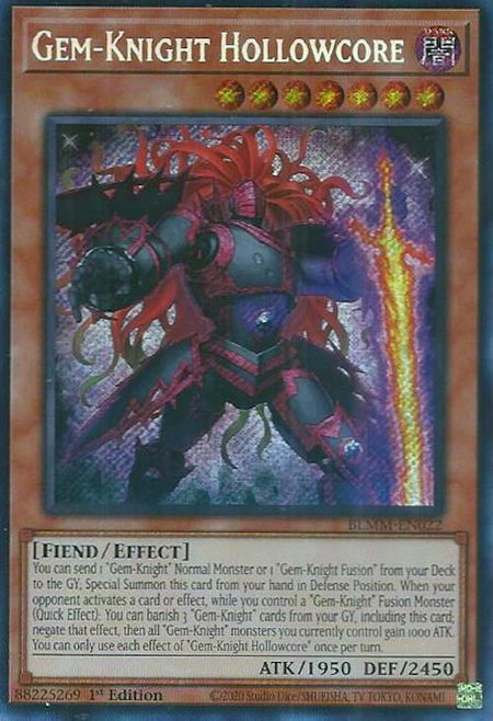 Gem-Knight Hollowcore - Battles of Legend: Monster Mayhem YuGiOh trading card