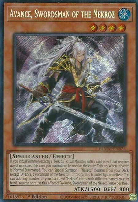Avance, Swordsman of the Nekroz - Battles of Legend: Monster Mayhem YuGiOh trading card