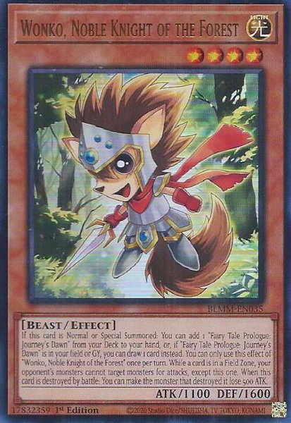 Wonko, Noble Knight of the Forest trading card from Battles of Legend: Monster Mayhem Wonko, Noble Knight of the Forest - Battles of Legend: Monster Mayhem YuGiOh trading card