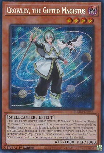 Crowley, the Gifted Magistus trading card from Battles of Legend: Monster Mayhem Crowley, the Gifted Magistus - Battles of Legend: Monster Mayhem YuGiOh trading card