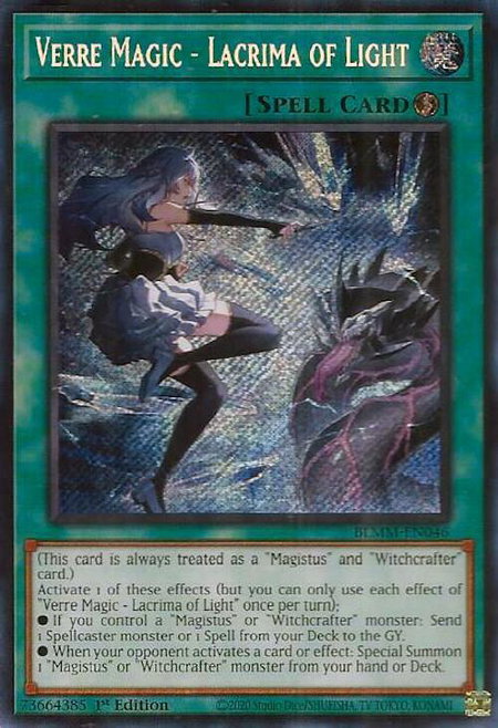 Verre Magic - Lacrima of Light - Battles of Legend: Monster Mayhem YuGiOh trading card