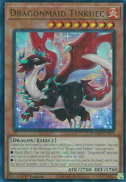 Dragonmaid Tinkhec trading card from Battles of Legend: Monster Mayhem Dragonmaid Tinkhec - Battles of Legend: Monster Mayhem YuGiOh trading card
