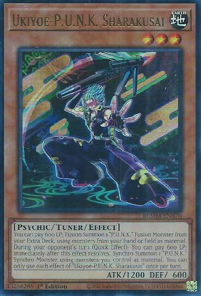 Ukiyoe-P.U.N.K. Sharakusai trading card from Battles of Legend: Monster Mayhem Ukiyoe-P.U.N.K. Sharakusai - Battles of Legend: Monster Mayhem YuGiOh trading card