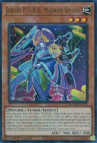 Joruri-P.U.N.K. Madame Spider trading card from Battles of Legend: Monster Mayhem Joruri-P.U.N.K. Madame Spider - Battles of Legend: Monster Mayhem YuGiOh trading card