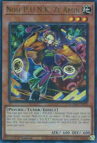 Noh-P.U.N.K. Ze Amin trading card from Battles of Legend: Monster Mayhem Noh-P.U.N.K. Ze Amin - Battles of Legend: Monster Mayhem YuGiOh trading card