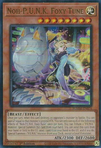 Noh-P.U.N.K. Foxy Tune trading card from Battles of Legend: Monster Mayhem Noh-P.U.N.K. Foxy Tune - Battles of Legend: Monster Mayhem YuGiOh trading card