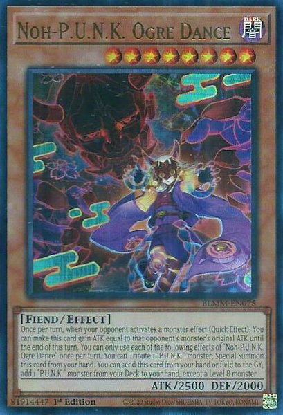 Noh-P.U.N.K. Ogre Dance trading card from Battles of Legend: Monster Mayhem Noh-P.U.N.K. Ogre Dance - Battles of Legend: Monster Mayhem YuGiOh trading card