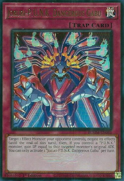Joruri-P.U.N.K. Dangerous Gabu trading card from Battles of Legend: Monster Mayhem Joruri-P.U.N.K. Dangerous Gabu - Battles of Legend: Monster Mayhem YuGiOh trading card