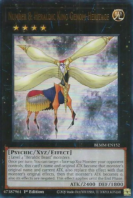 Number 8: Heraldic King Genom-Heritage - Battles of Legend: Monster Mayhem YuGiOh trading card